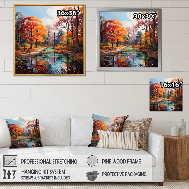 " Germany Autumn In Orange II ", Gold Floater Framed, 24" H x 24" W x 1" D