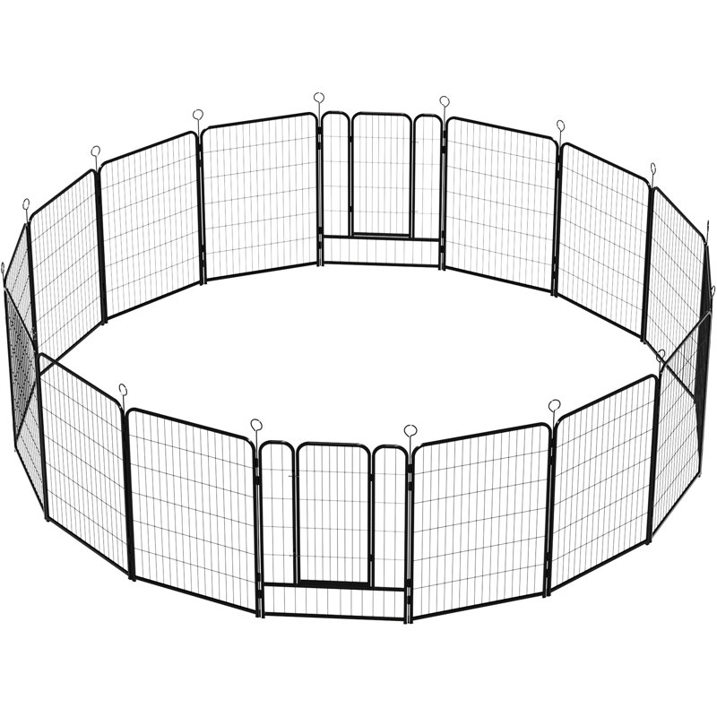 Parc pour chien en métal robuste de 40 po de très grande taille, 16 panneaux avec barrière autobloquante, forme réglable, rouille, clôture à assemblage rapide, gravité automatique pour l'intérieur et l'extérieur, aménagement,