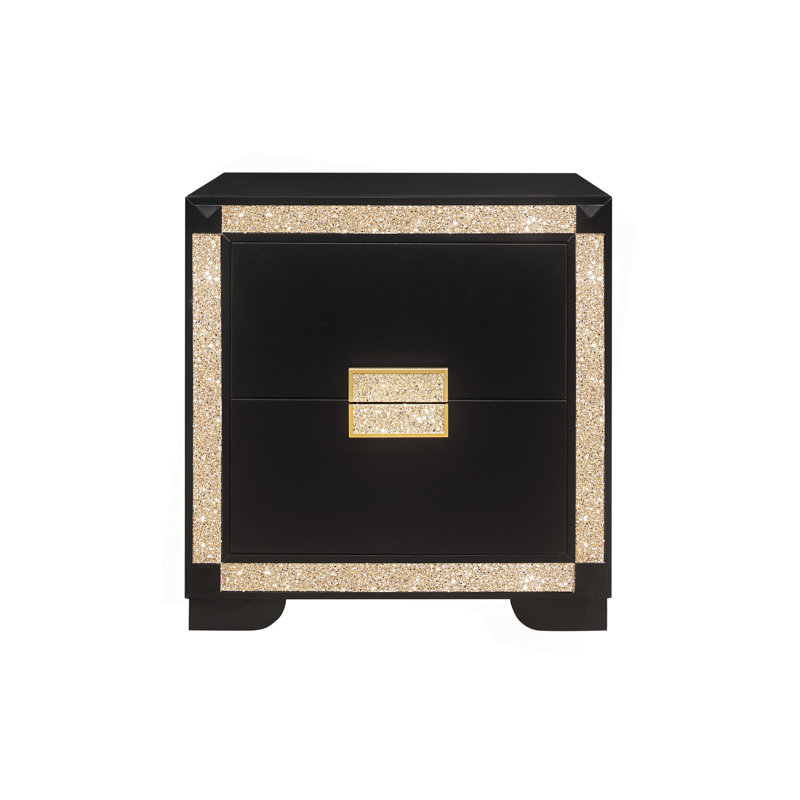 Noir vivant / or table de chevet