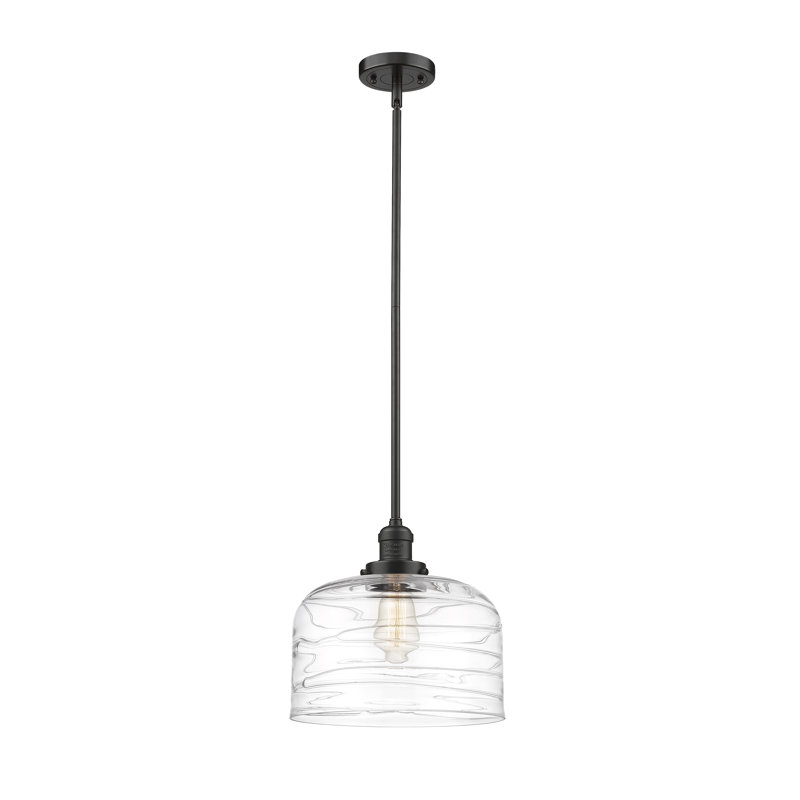 Luminaire suspendu en forme de cloche à 1 lumière Canajoharie, Bronze huilé