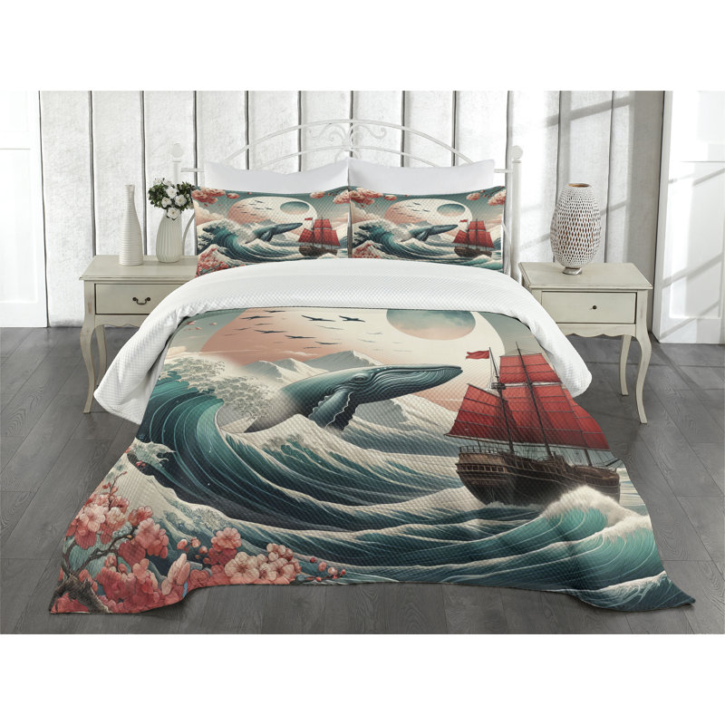 Polyester Floral Coverlet, Queen Coverlet / Bedspread + 2 Standard Shams