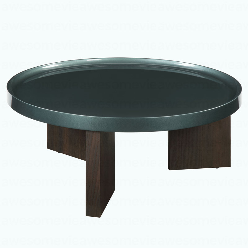 Table basse vert noirâtre et chêne fumé