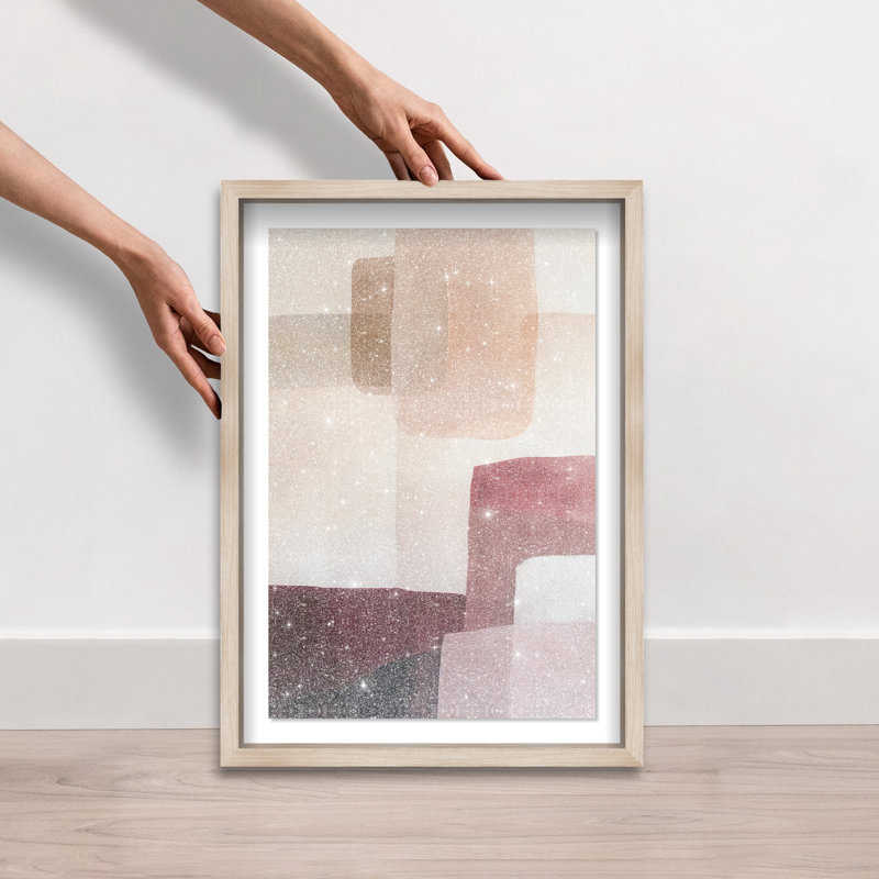 Ruby Dreams I Shadowbox Abstract Print by Oliver Gal, Black Frame, 10 x 15, 25.5"H x 17.5"W, Natural Oak Frame