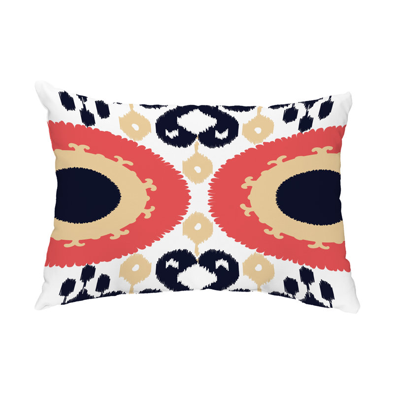 Geometric Outdoor Reversible Throw Pillow, Coral