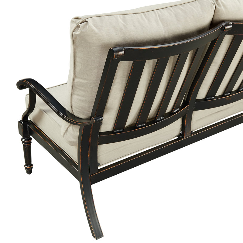 77'' Wide Straight Aluminum Patio Sofa with Cushions, Light Gray