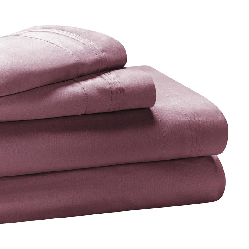 Ensemble de draps 4 pièces Luxury, Très grand, Prune