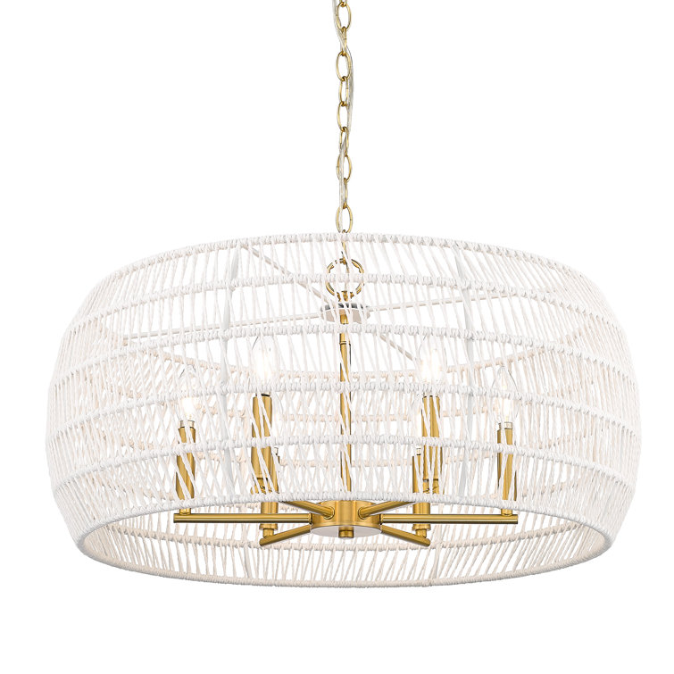 Ellie Chandelier In Modern With Bleached White Raphia Rope