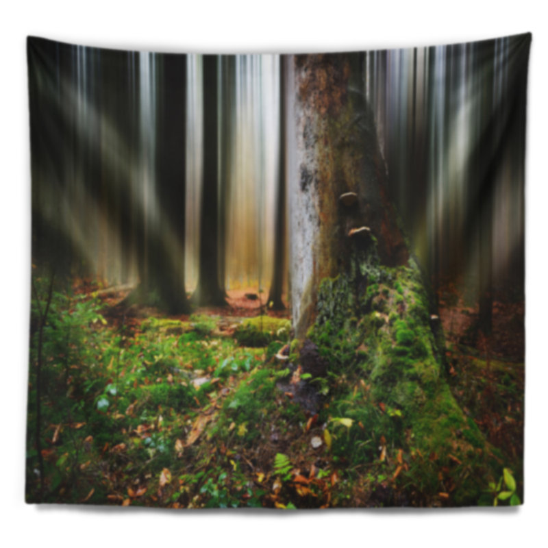 Tapisserie the landscape green forest on snowy matinée, H 50 po x l 60 po