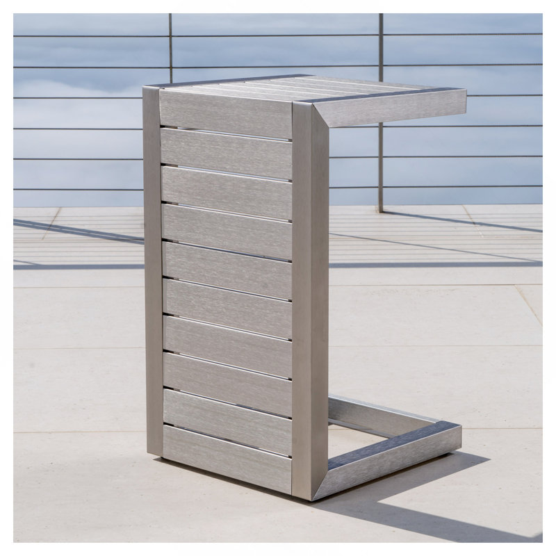 ALU C-SHAPED TABLE, Silver