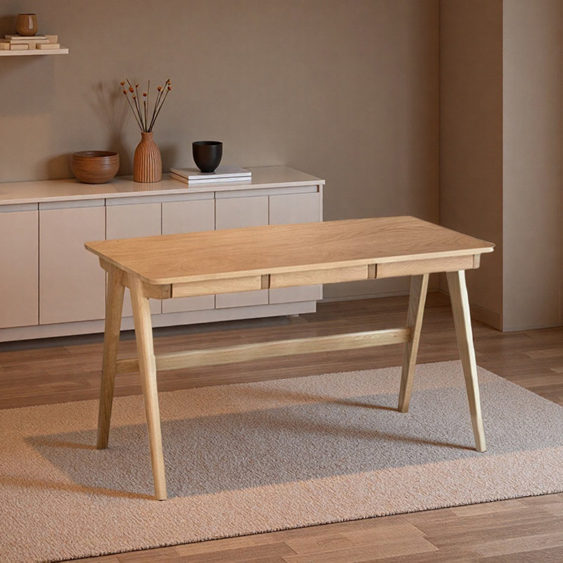 Bureau d'écriture avec tiroir de rangement en bois massif Retro, Marron clair, H 29,52 po x l 62,99 po x P 23,62 po