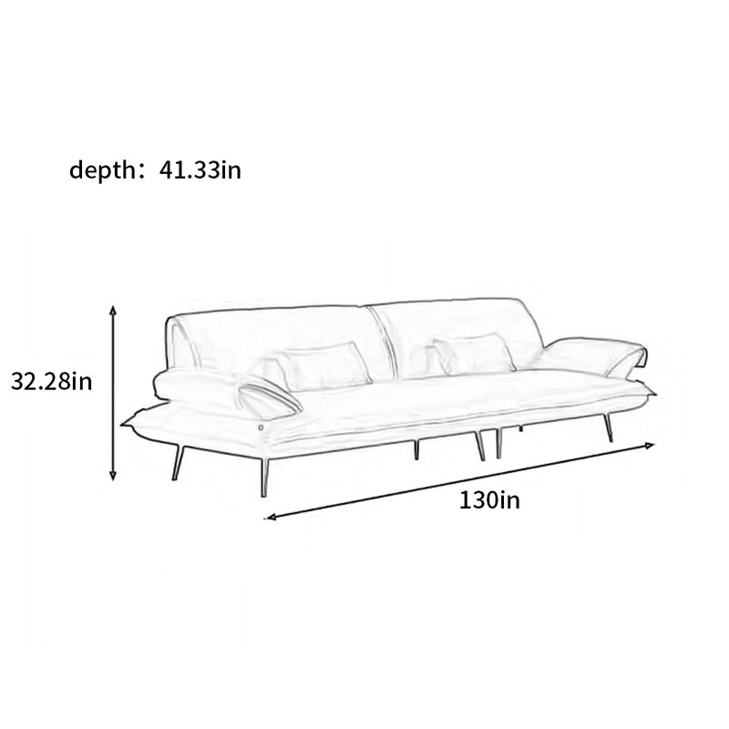 Canapé de luxe italien simple et moderne, H 32,28 po x l 130 po x P 41,33 po