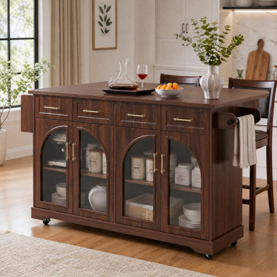 65 Inch Kitchen Island With Storage Drop Leaf And Power Outlet