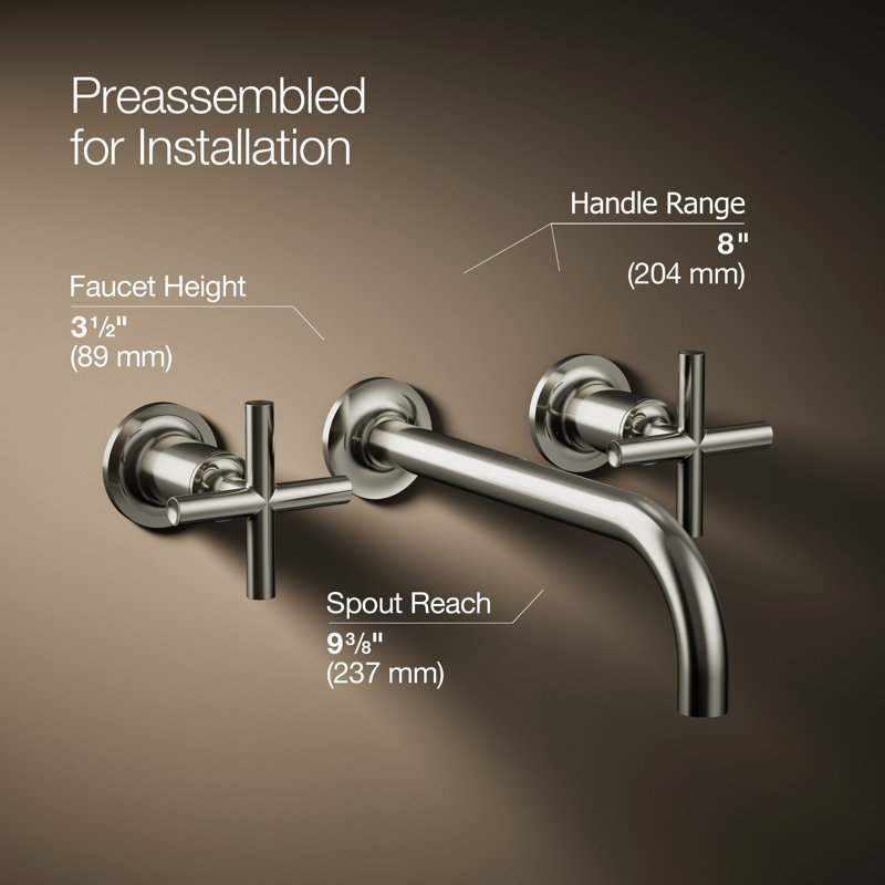Purist® Wall Mounted Bathroom Faucet, Vibrant Polished Nickel, Cross Handle