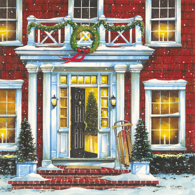 «Christmas Welcome» sur toile, H 20 po x l 20 po
