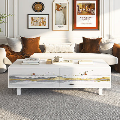 Table basse française avec rangement peint rétro
