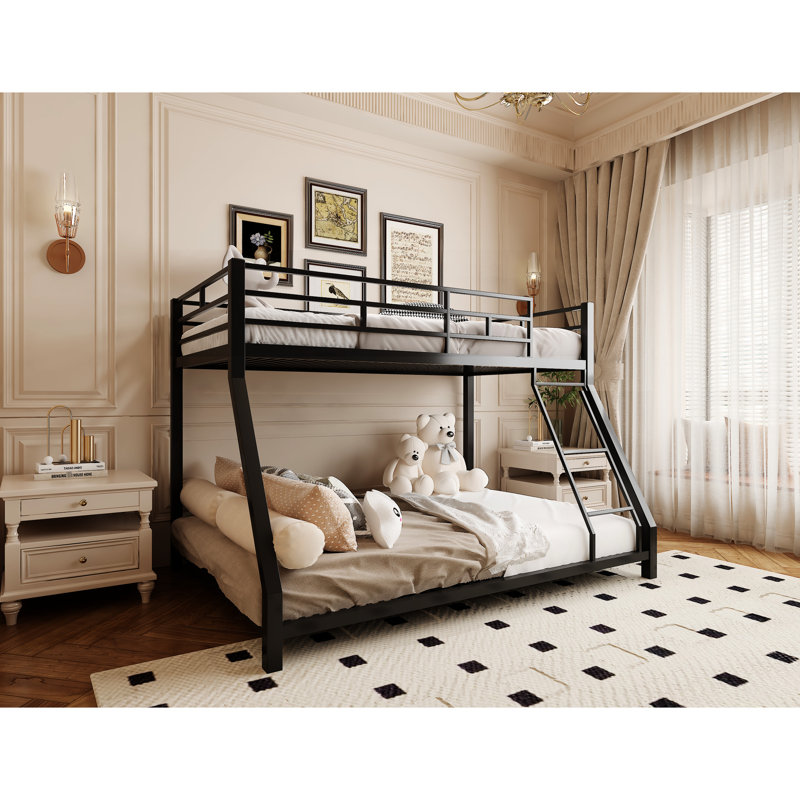 Lit superposé en métal pour et adultes, finition noire, conception, capacité de poids élevée pour lit simple, durabilité à long terme