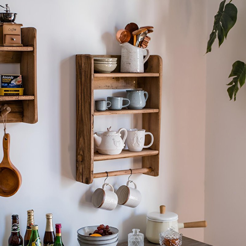 Rustic Solid Wood Wall Shelf