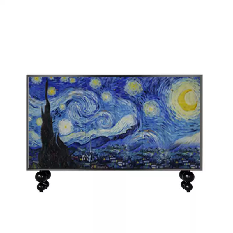 Buffet peint Painted, Noir / Bleu