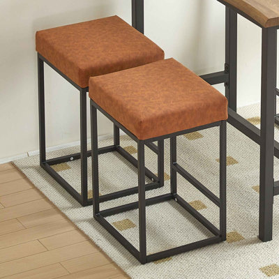 Brown Pu Upholstered Counter & Bar Stool With Footrest(Set Of 2) -  Ebern Designs, ED9526DB3A0144538A020226DFE8987A