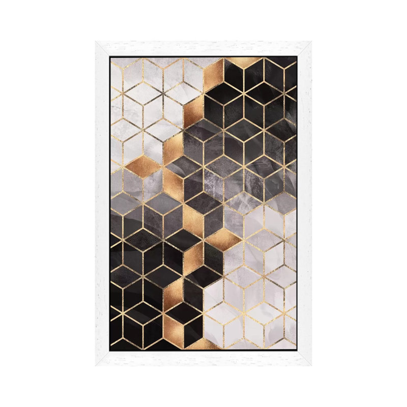 Smoky Cubes I - Print on Canvas, 101.6 cm H x 66.04 cm W, White Framed