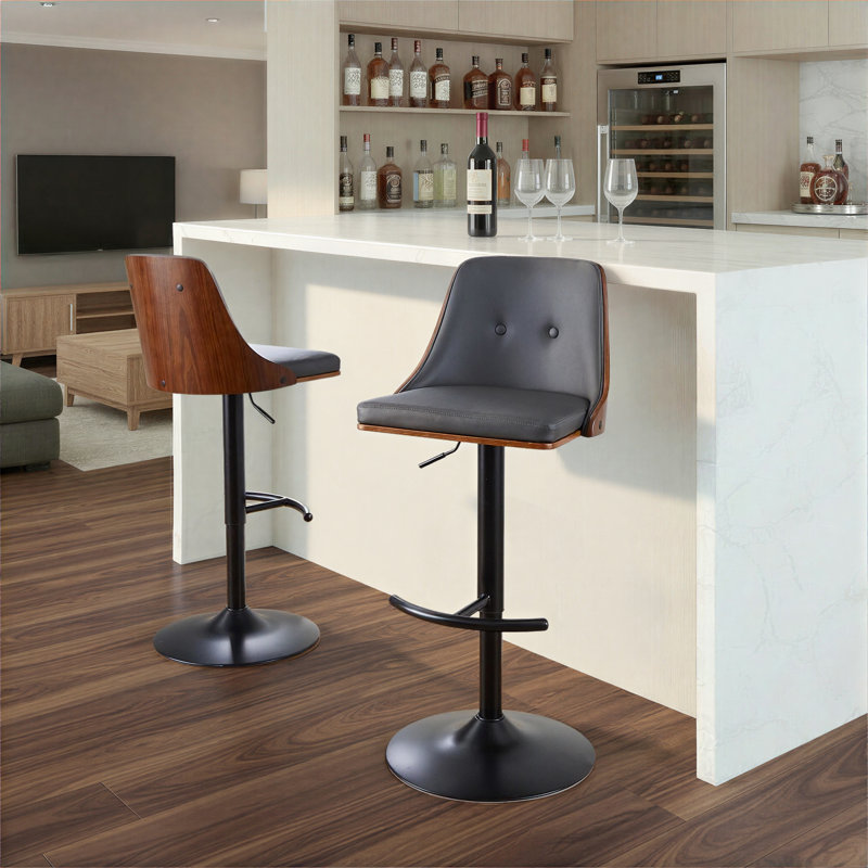 Tabouret de bar Archaimbaud, Noir / noyer, Gris