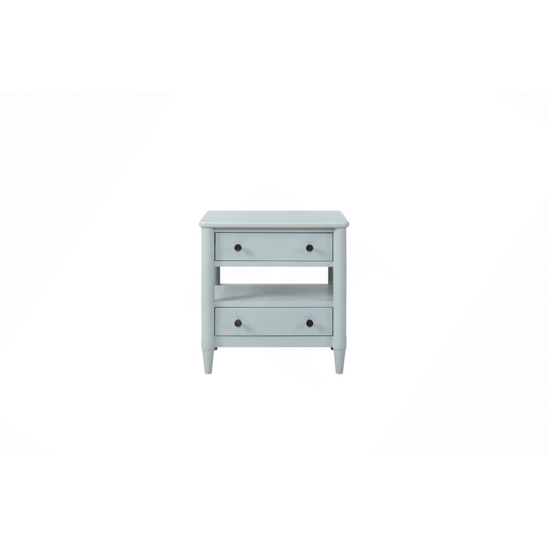 Table de chevet ouverte avec 2 tiroirs