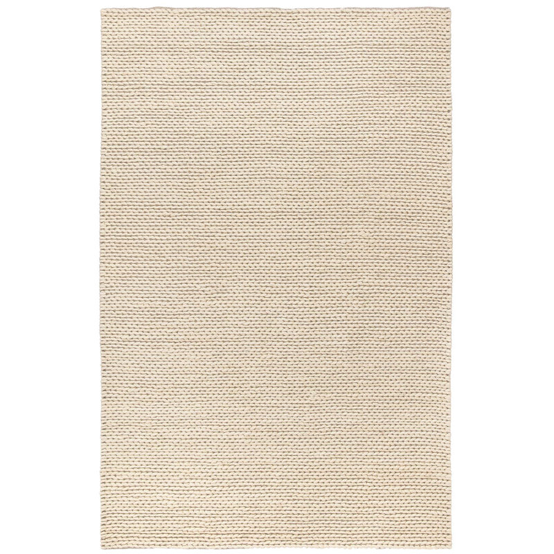 Tapis rectangulaire en laine tissé à la machine de couleur unie Tahar, Rectangle 4 pi x 5 pi 11 po