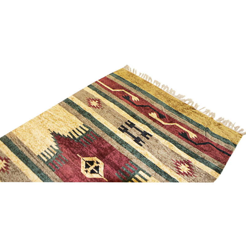 High-Quality Hand-Knotted Red And Beige Area Rug