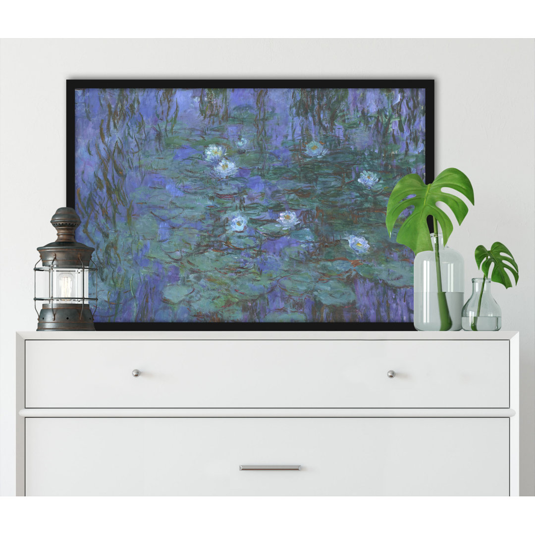 Gerahmter Kunstdruck Water Lilies on Blue Water von Claude Monet