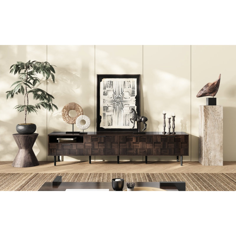 Mid Century Modern 78" Tv Stand For 75 Inch Tvs, Console With Storage In Living Room, 3 Soft - Closing Doors, 1 Deep Drawer, Open Shelf, Particleboard And , 220Lbs Overall Weight Capacity Load 70 79