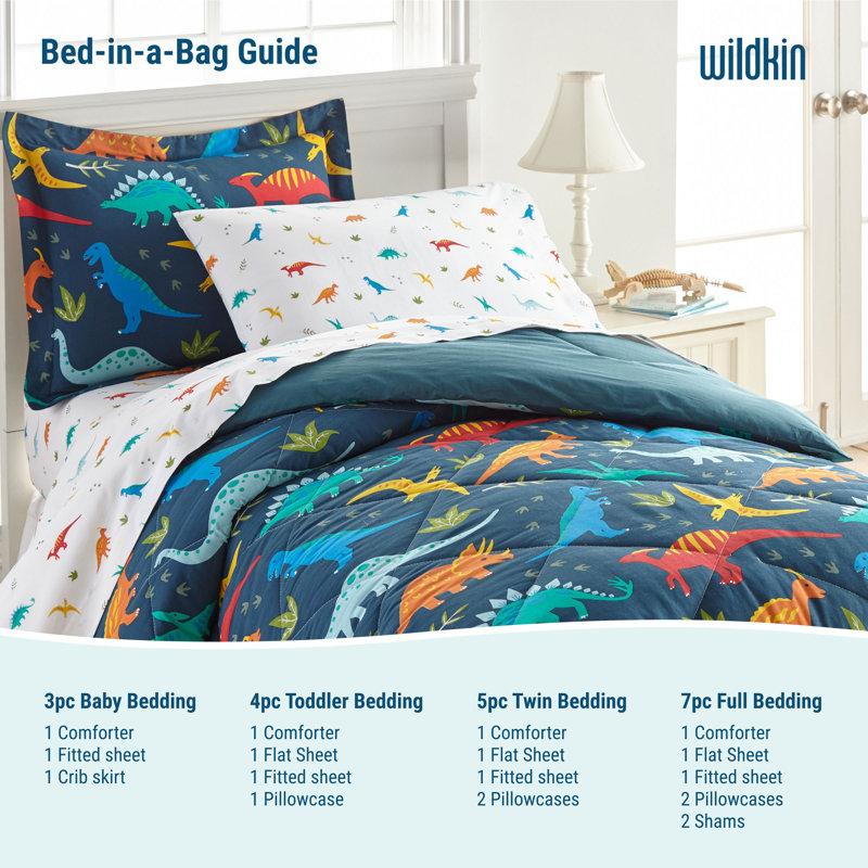 Ensemble de literie en microfibre 7 pièces avec édredon, taie d'oreiller et draps Wildkin, Double