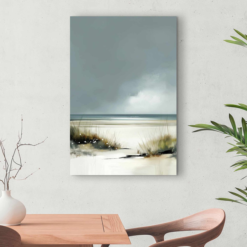 Plage nuageuse - Toile vert bord de mer pour la décoration intérieure | Art