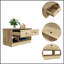 Banc de rangement, deux tablettes ouvertes, deux tiroirs - chêne clair-860723863