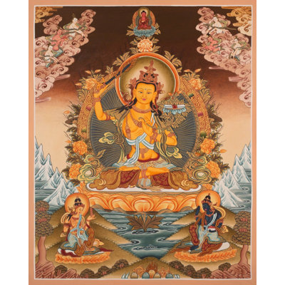 Goddess Manjushree Thangka (Brocadeless Thangka)