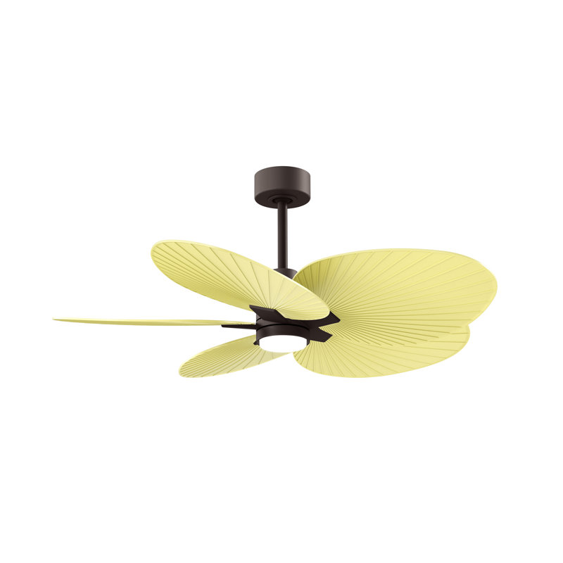 Alessandra - Ventilateur de plafond à cinq pales - DEL intégrée, Bronze texturé, Jaune clair