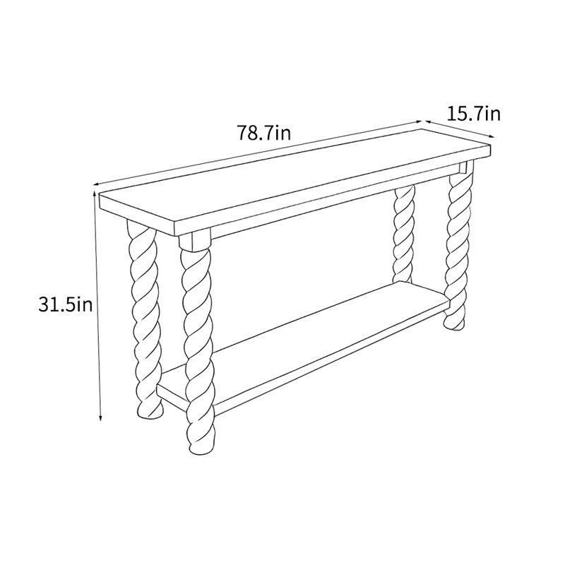 Console rétro de style français, H 31,5 po x l 78,7 po x P 15,7 po