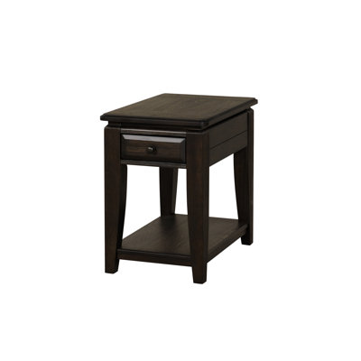 Table de chevet traditionnelle foncée avec espace de rangement en bois massif et glissières latérales à un tiroir de 25,75 po de profondeur et de 18,04 po de largeur