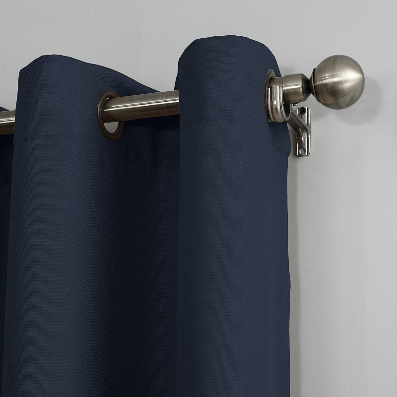 Panneau de rideau simple semi-diaphane avec œillets - Basics by Wayfair ™, l 48 po x L 63 po, Bleu marine