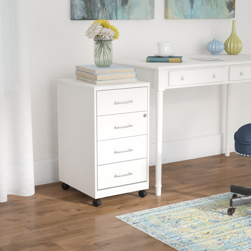 Patirica 14.25'' Wide 4 -Drawer Mobile Steel File Cabinet, White