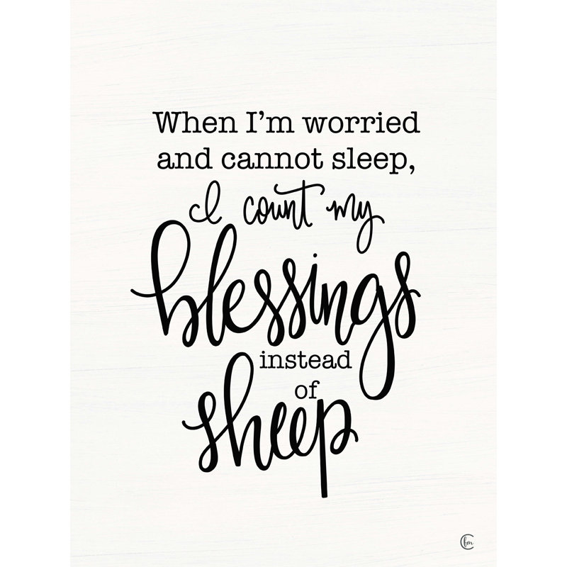 «Count Your Blessings Au lieu de Sheep» - Impression sur toile tendue, H 16 po x l 12 po