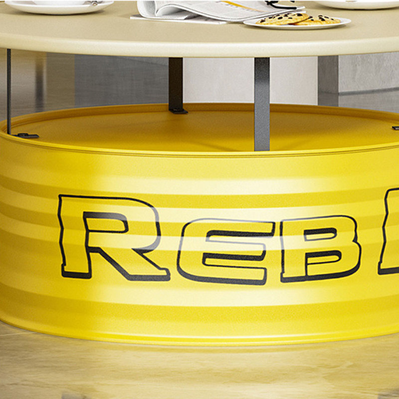 Ensemble repas rond 27,56 po Kristalyn, 5, Jaune, Beige / Jaune