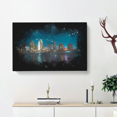 San Diego Skyline At Dusk - Wrapped Canvas Painting