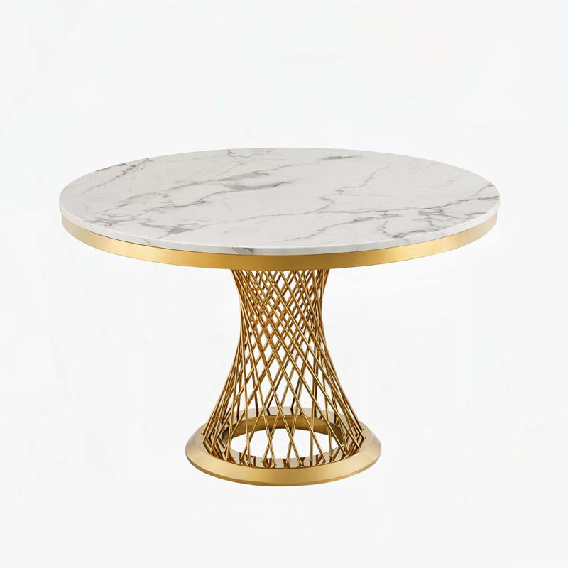 47" Round Dining Table, Gold