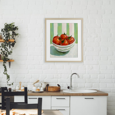 «Bowl of Fresh Tomatoes», reproduction sous verre encadrée, design par The Prints Vibe