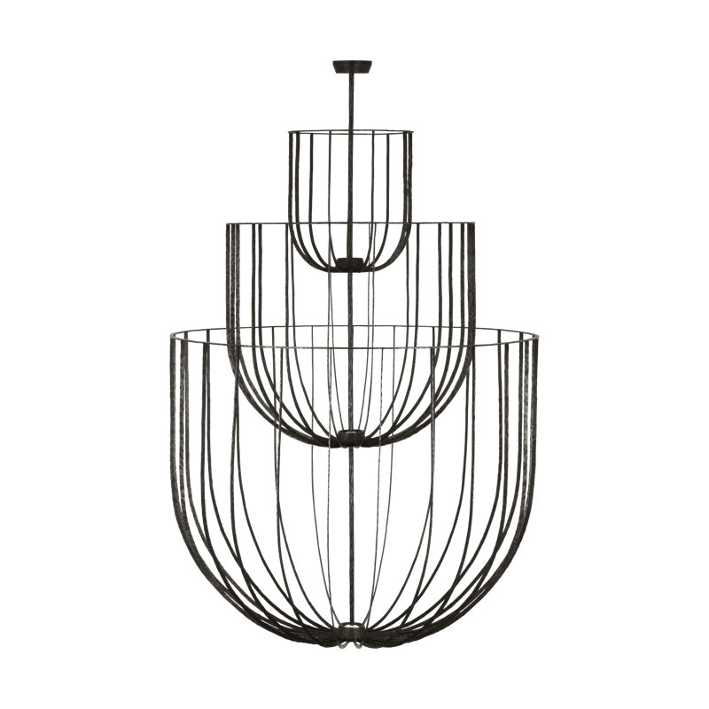 Sean Lavin Sanchi grande three tier chandelier in polished antique brass finish, Aged Iron