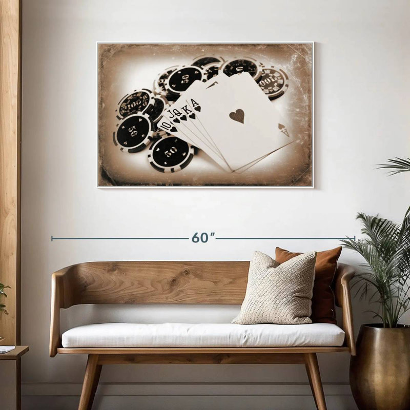Poker rétro, Cadre flottant blanc, 43 po x 29 po