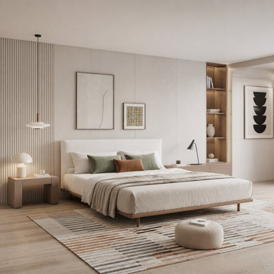 Cadre de lit très haut de gamme pour très grand lit avec tables d'appoint, lampes de lecture et bande DEL