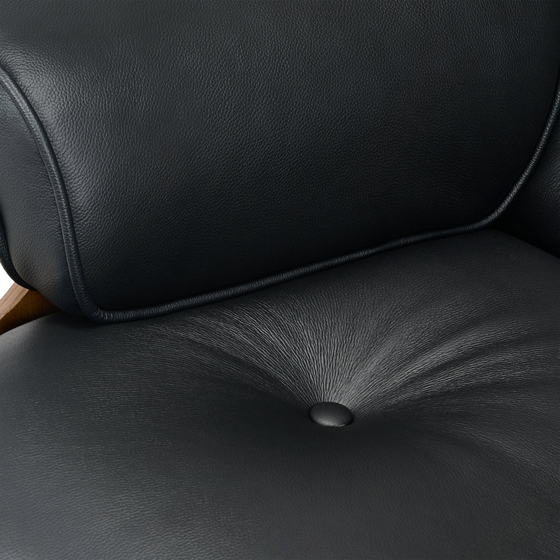 Luxueuse chaise longue d'intérieur, finition noyer en cuir véritable, classique moderne pour la maison et le bureau