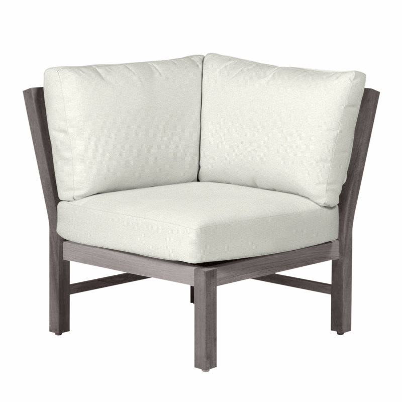 Fauteuil modulaire d'extérieur Club Teak, Teck huître, Pas de soudure, Blanc naturel