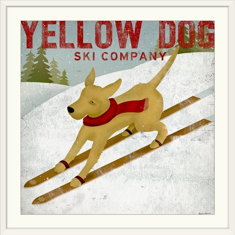 " Yellow Dog Ski " by Ryan Fowler, 16" H x 16" W x 1.5" D, Canvas
